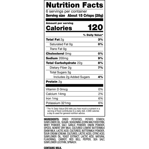 Nutrition Facts and Ingredients For Veggie Ranch