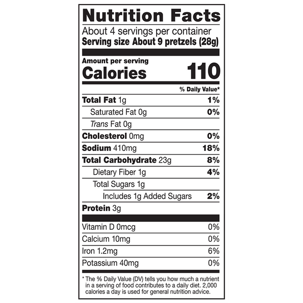 Herr's Extra Thin Pretzels 3.875oz Nutrition