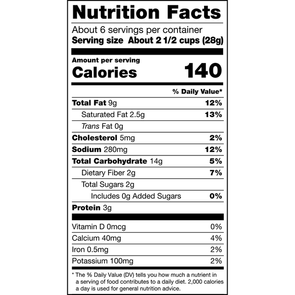 Herr's Fire Roasted Sweet Corn Mexican Street Corn Popcorn 5.75oz nutrition