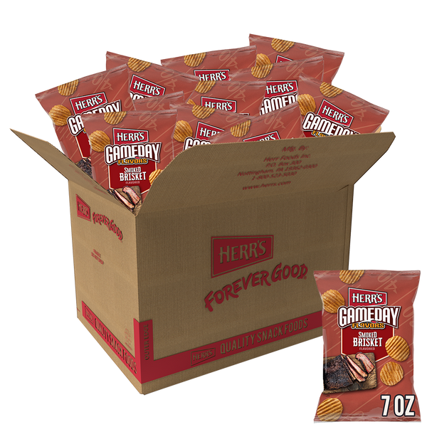 Herr's GameDay Flavors Smoked Brisket Potato Chips 7oz 12ct case
