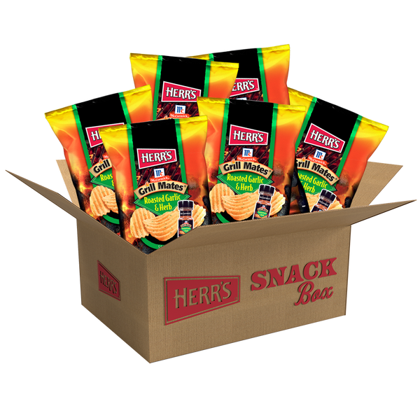 Herr's Grill Mates Roasted Garlic & Herb Chips 6ct Box
