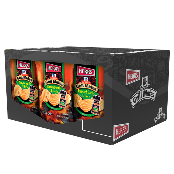 Herr's Grill Mates Roasted Garlic & Herb Chips Case