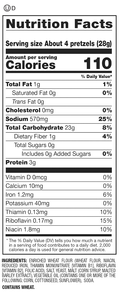 Nutrition Facts and Ingredients For sourdough pretzels