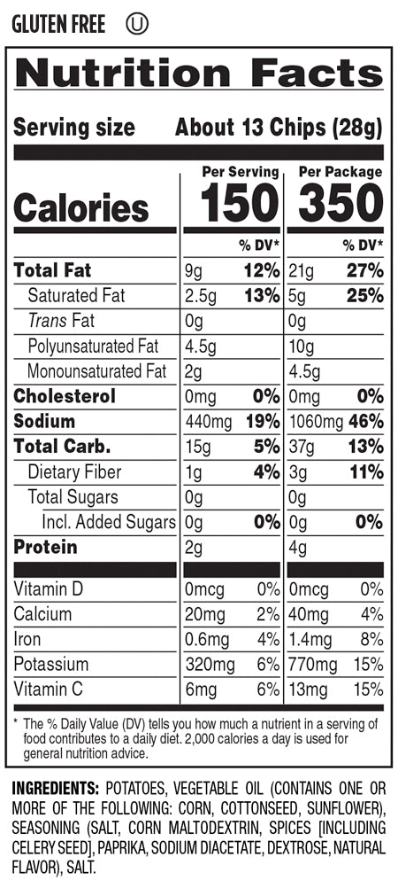 Nutrition Facts and Ingredients For old bay flavored chips