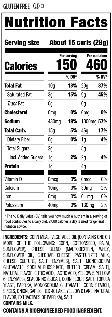 Nutrition Facts and Ingredients For hot cheese curls