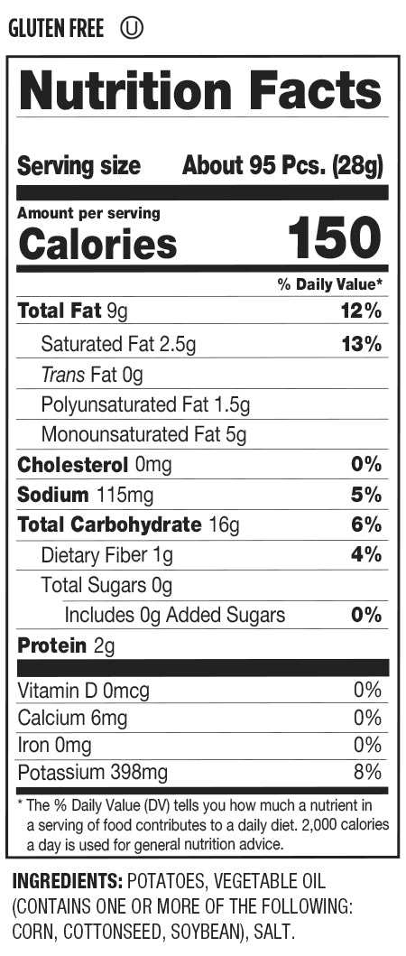 Nutrition Facts and Ingredients For potato sticks