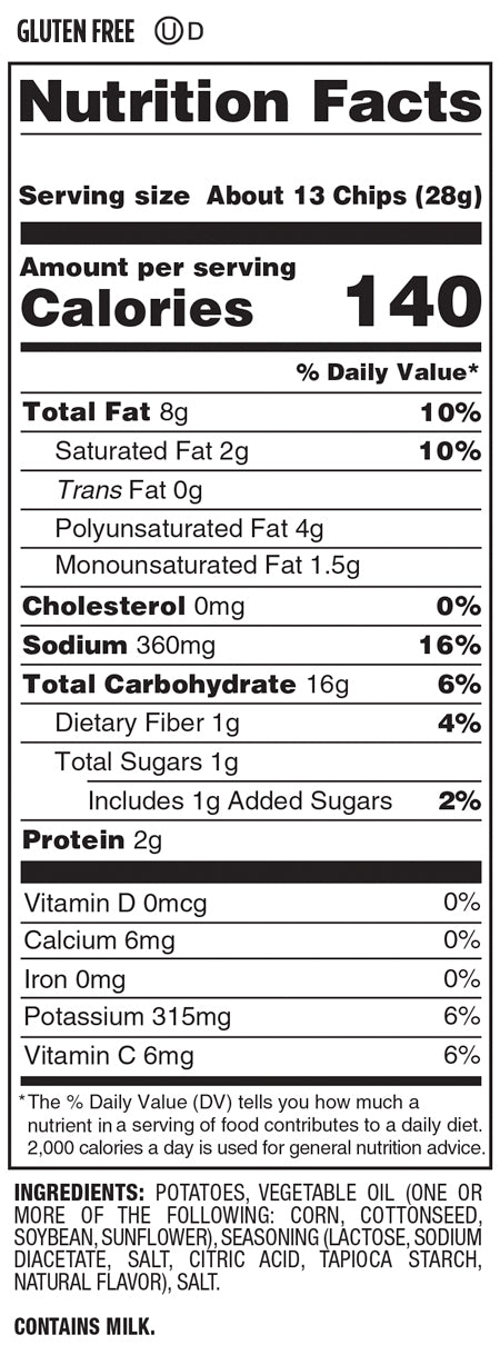Nutrition Facts and Ingredients For kettle cooked salt and vinegar chips