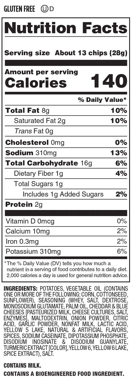Nutrition Facts and Ingredients For kettle cooked horseradish chips