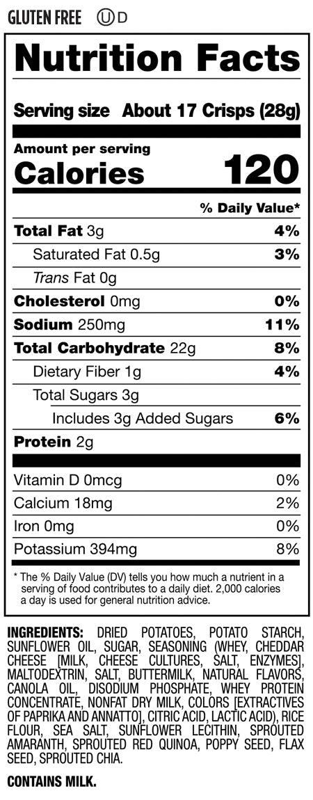 Nutrition Facts and Ingredients For cheddar multigrain thins