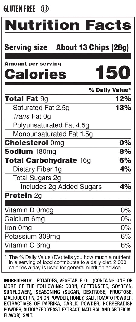 Nutrition Facts and Ingredients For honey bbq chips