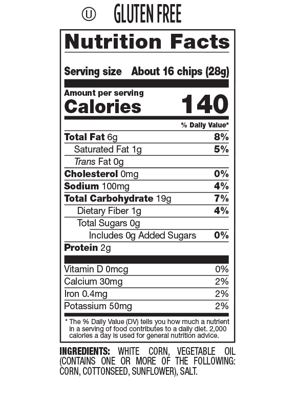 Nutrition Facts and Ingredients For bite sized tortilla chip dipppers