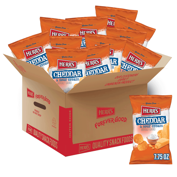 case of 7.75 ounce cheddar and sour cream chips