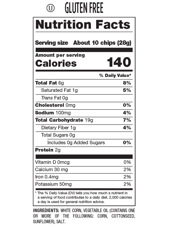 Nutrition Facts and Ingredients For restaurant style tortilla chips