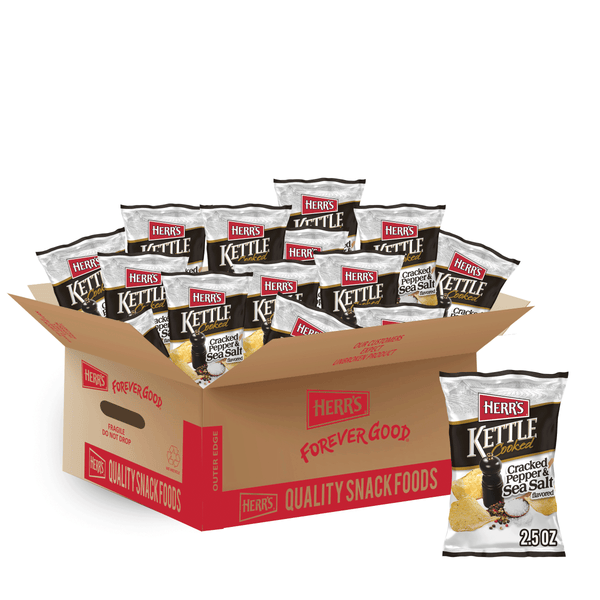 case of 2.5 ounce kettle cooked cracked pepper and sea salt chips