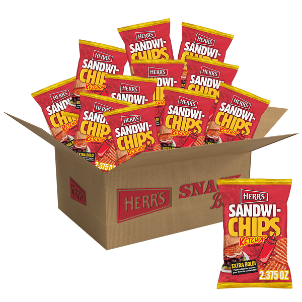 Herr's Kechup Flavored Sandwi-Chips 12 count box