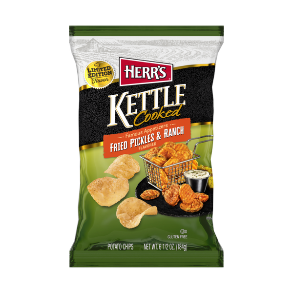 Herrs 6.5 ounce kettle cooked fried pickles and ranch chips