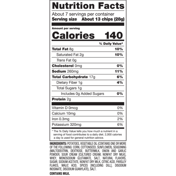 Herrs kettle cooked fried pickles and ranch chips nutrition facts and ingredients