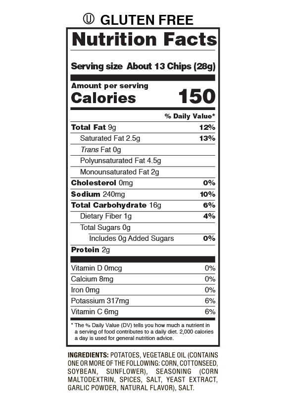 Nutrition Facts and Ingredients For Montreal Steak chips