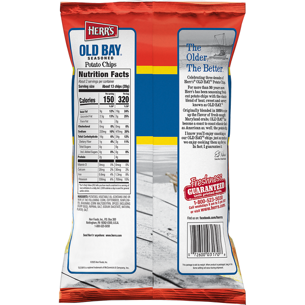 OLD BAY® Potato Chips 2.125oz bag back