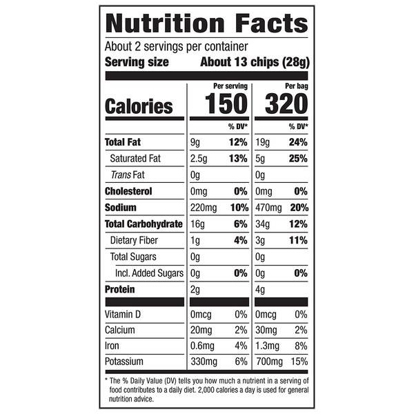 OLD BAY® Potato Chips 2.125oz bag nutrition