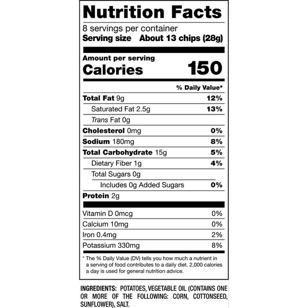 Nutrition Facts and Ingredients For phillies Ripple chips
