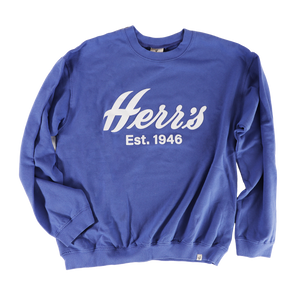 Herr's Blue & White Puff Lettering Crewneck