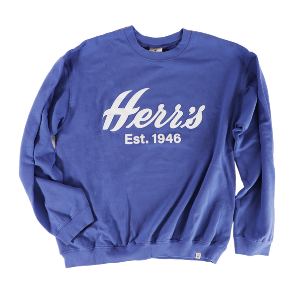 Herr's Blue & White Puffy Lettering Crewneck