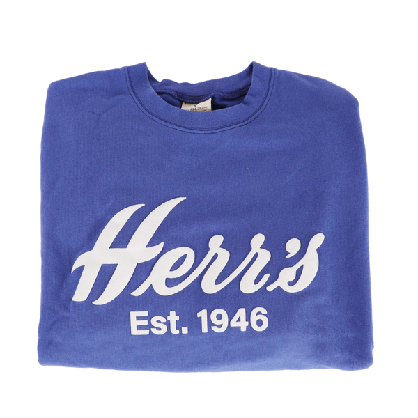 Herr's Blue & White Puffy Lettering Crewneck