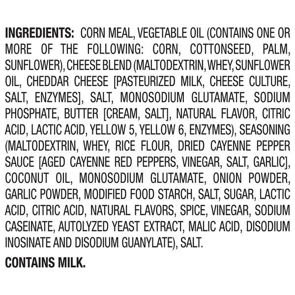 Herr's Buffalo Blue Cheese Curls 1oz bag ingredients