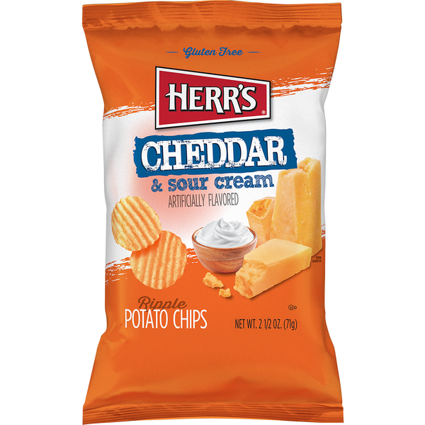 Herr's Cheddar and Sour Cream Ripple Chips 2.5oz bag