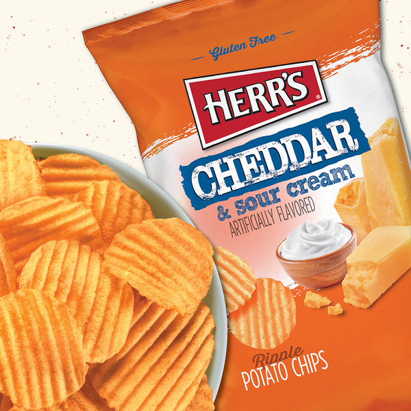 Herr's Cheddar and Sour Cream Ripple Chips flavor
