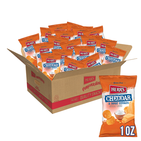 Herr's Cheddar and Sour Cream Ripple Potato Chip 1oz bag 42ct case