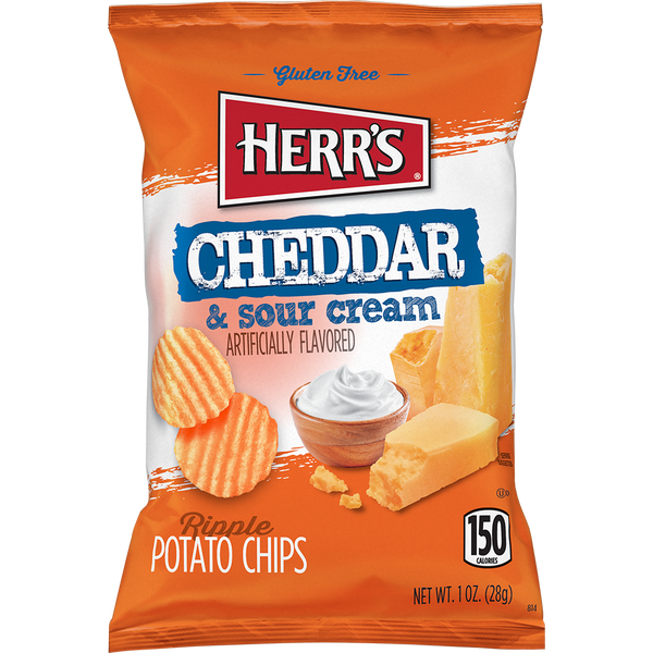 Herr's Cheddar and Sour Cream Ripple Potato Chip 1oz bag