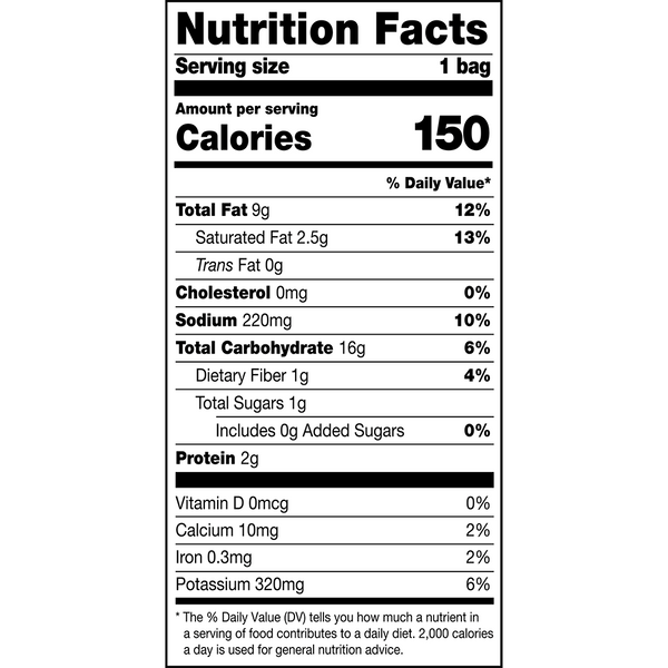 Herr's Cheddar and Sour Cream Ripple Potato Chip 1oz nutrition