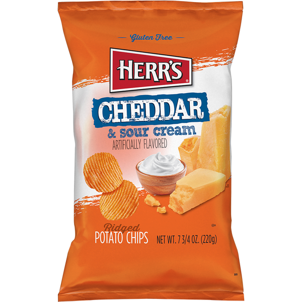 Herr's Cheddar and Sour Cream Ridged Potato Chips