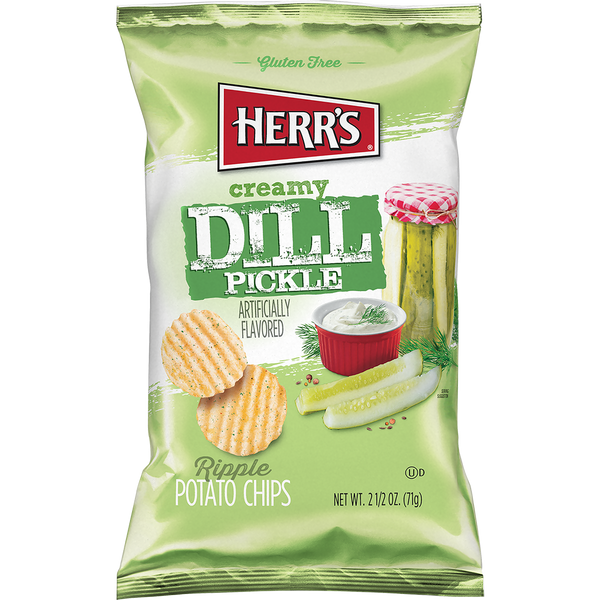 Herr's Creamy Dill Pickle Ripple Potato Chips 2.5oz bag