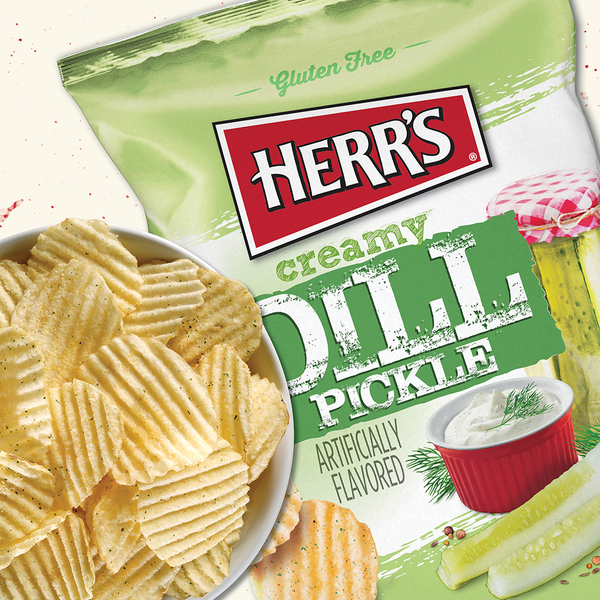 Herr's Creamy Dill Pickle Ripple Potato Chips lifestyle