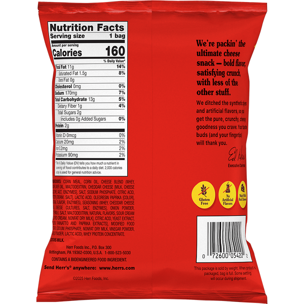 Herr's Crunchy Cheesy Chomz Cheddaboom! 1oz bag back
