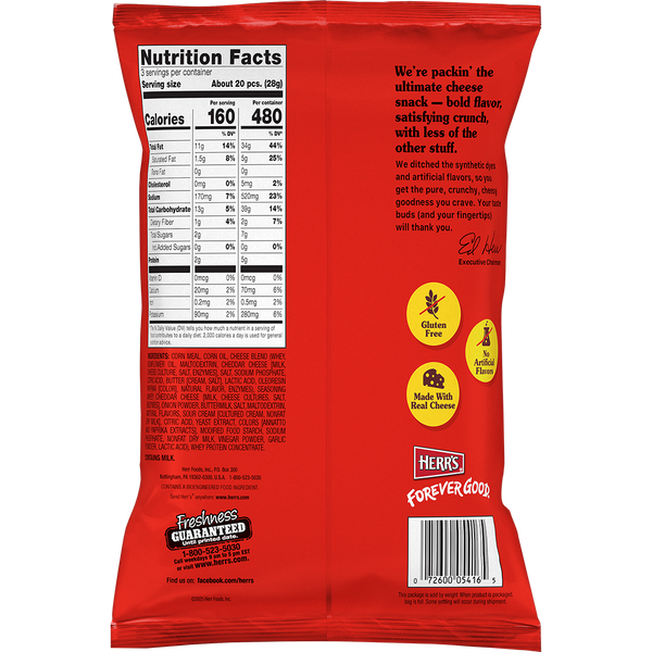Herr's Crunchy Cheesy Chomz Cheddaboom! 3oz bag back