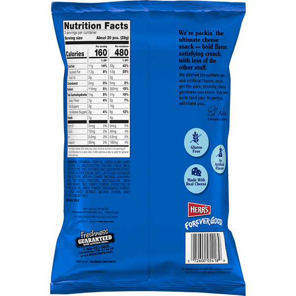 Herr's Crunchy Cheesy Chomz Honeybuzz! 3oz bag back