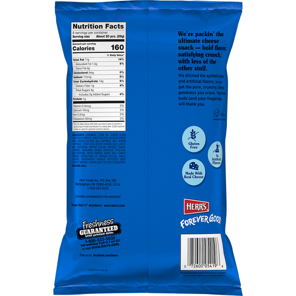 Herr's Crunchy Cheesy Chomz Honeybuzz! 8oz bag back
