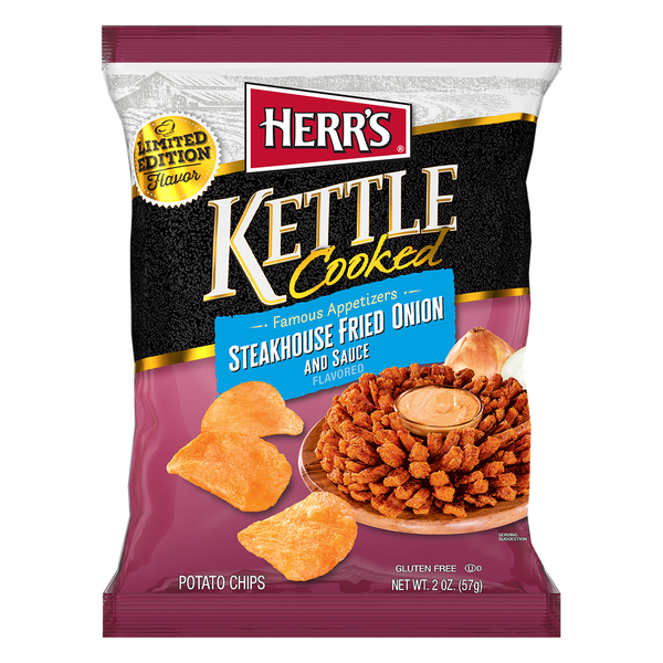 Herr's Famous Appetizers Steakhouse Fried Onion And Sauce Kettle Chips 2 oz