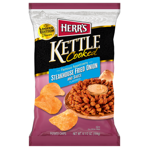 Herr's Famous Appetizers Steakhouse Fried Onion And Sauce Kettle Chips 6.5 oz