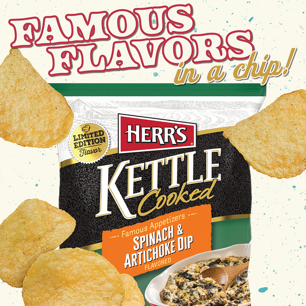 Famous Appetizers Spinach & Artichoke Dip Flavored Kettle Cooked Chips *LIMITED TIME FLAVOR* flavor