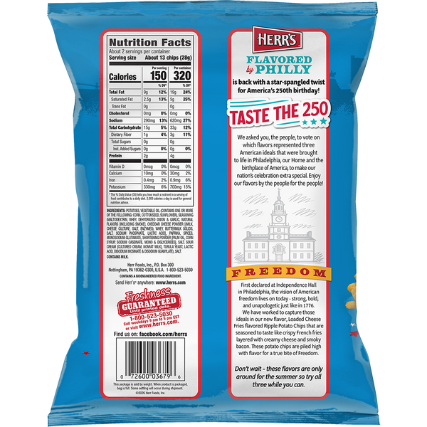 Flavored By Philly Freedom Loaded Cheese Fries Ripple Chips 2.125oz back