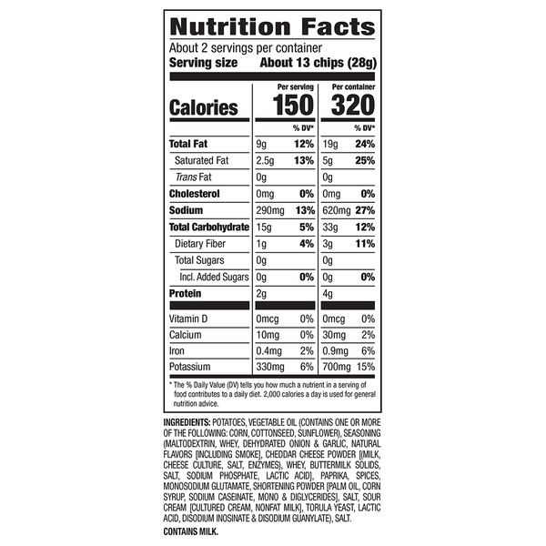 Flavored By Philly Freedom Loaded Cheese Fries Ripple Chips 2.125oz nutrition