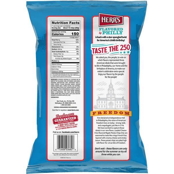 Flavored By Philly Freedom Loaded Cheese Fries Ripple Chips 7oz (back)