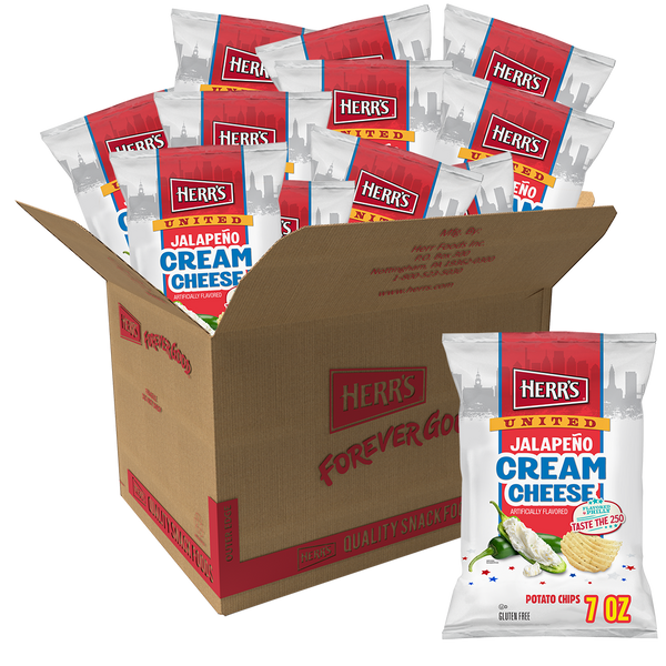 Flavored By Philly United Jalapeno Cream Cheese Ripple Chips 7oz 12ct