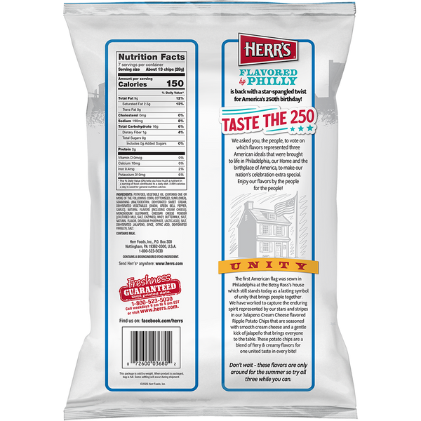 Flavored By Philly United Jalapeno Cream Cheese Ripple Chips 7oz back