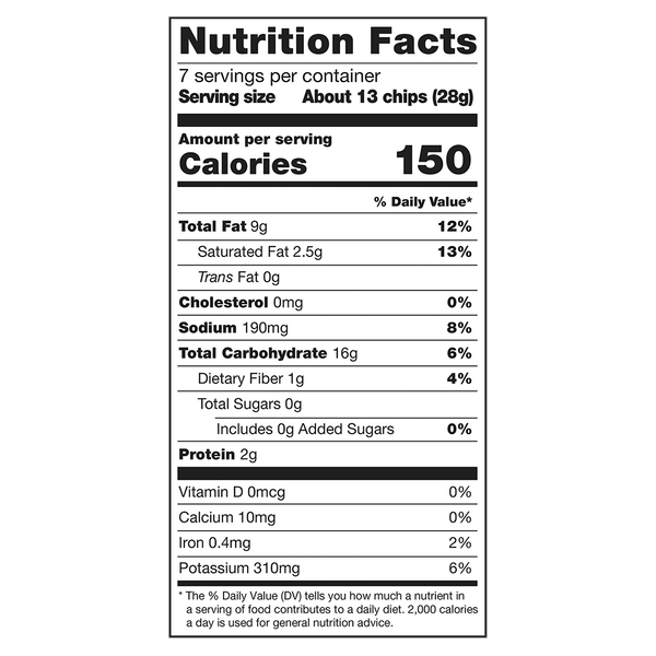 Flavored By Philly United Jalapeno Cream Cheese Ripple Chips 7oz nutrition